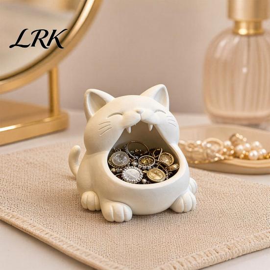 Подарочная Ключница, Коробка для Хранения, Держатель в Дизайне Кошки с Широкой Пастью, Контейнер Большого Размера в Стиле Ниши, Органайзер с Открывающимся Отверстием для Ключей, Украшений, Мелких Предметов, Личного Использования