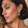 Retro Themed Outfit Accessories 1 Pair Faux Crystal Geometric Dangle Earrings for Women, Vintage Style Gold Plated Jewelry Stainless Steel Drop