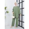 Pants Suits Scuba Fabric Tassel Detail Women's Hijab Set