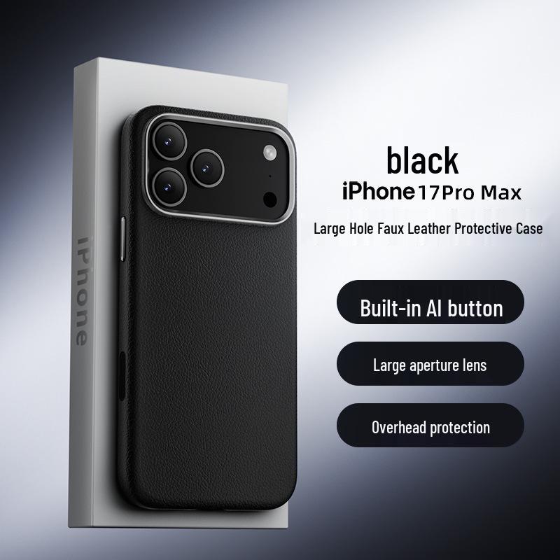 Гальванизированный матовый магнитный чехол из натуральной кожи для iPhone 17 Pro Max