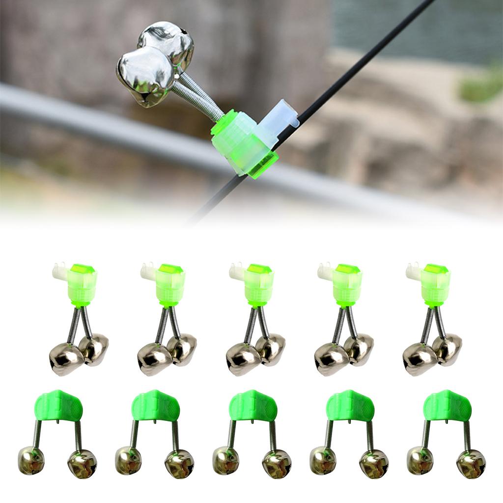 10Pcs Double Rings Alarm Night Fishing Alarm Fishing Rod Indicator LED Light Fishing Rod Tip Bites Alarm Fishing Bells