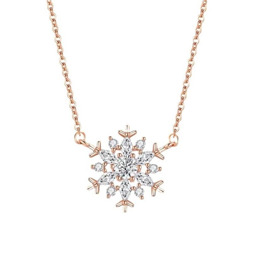 Creative Luxury Snowflake Necklace Zircon Choker Women's Collarbone Chain Adjustable Snowflower Crystal Necklace Gift