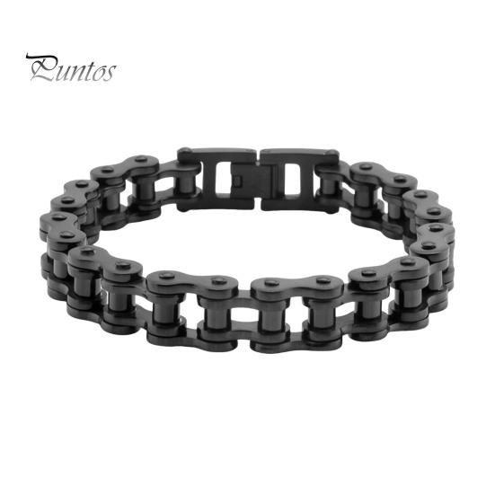 Браслет унисекс с дизайном мотоциклетной цепи из нержавеющей стали в стиле панк-хип-хоп, гладкий браслет на запястье для различных случаев