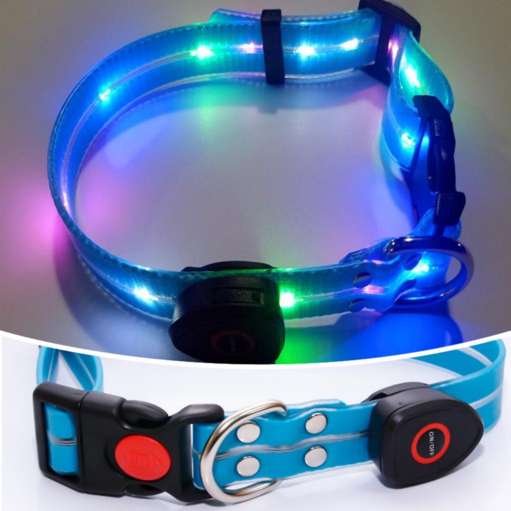New Adjustable Led Glowing Pet Dog Collar PVC Waterproof Anti Dirty Easy To Clean for Big Small Dogs Puppy Cat Luminous Collar