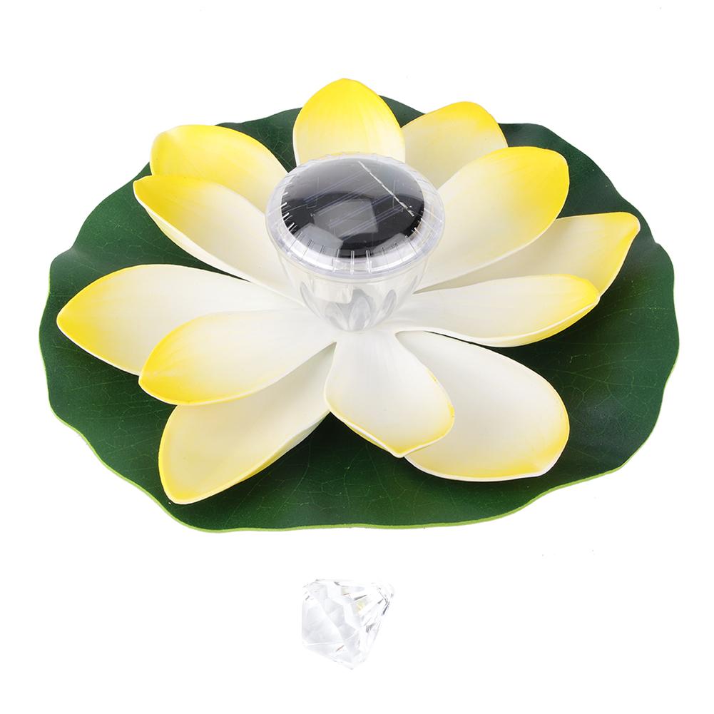 Solar Pond Pool Lights LED Color Changing Lotus Flower Waterproof  Floating LampLight Yellow
