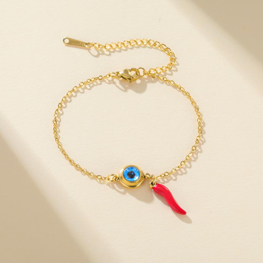 Cazador Stainless Steel Blue Evil Eye Italian Horn Charm Bracelets for Women Bracelets Lucky Protection Jewelry Gift 2026