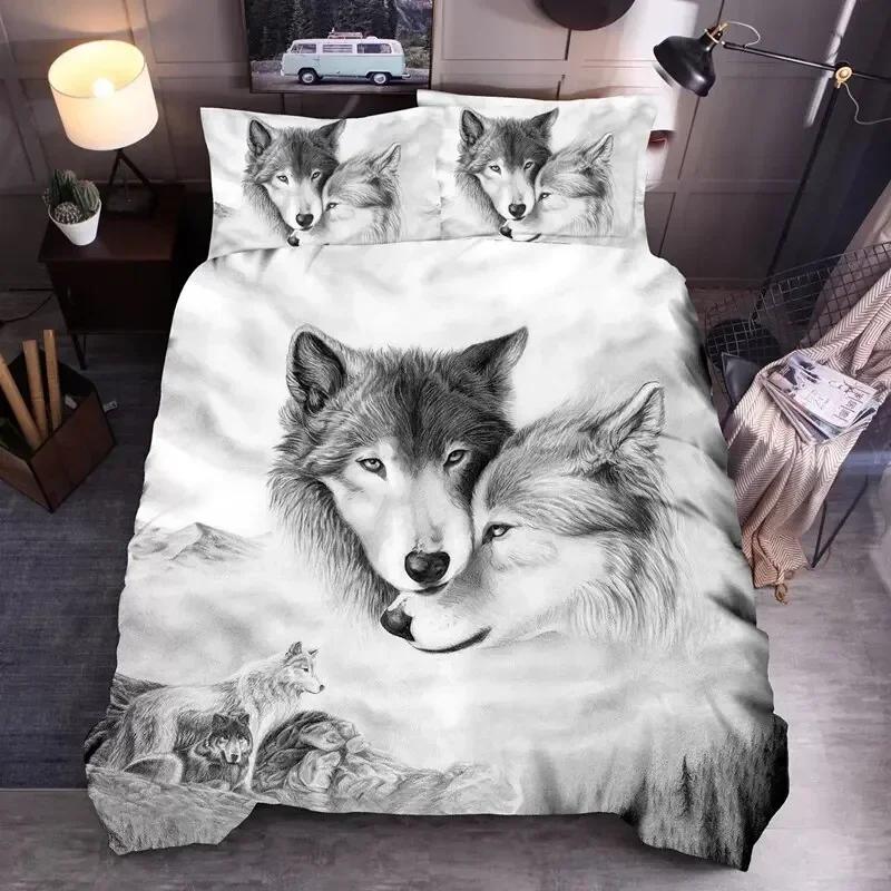 Wolf Cute Animal 3D Duvet Cover Bedding Set Comforter Linen Pillowcases Home Decor Single Double Twin King Queen