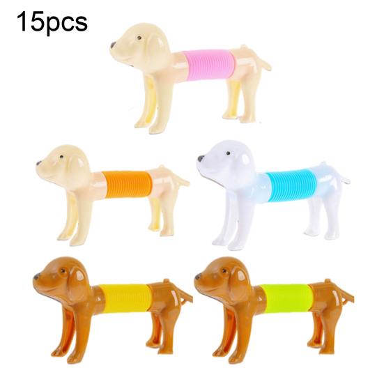 Yousheng 5/10/15/20Pcs Stress Relief Telescopic Tube Dachshund Toy Dog Flexible Tube Fidget Toy Twisting Stretch Sensory Tube Party