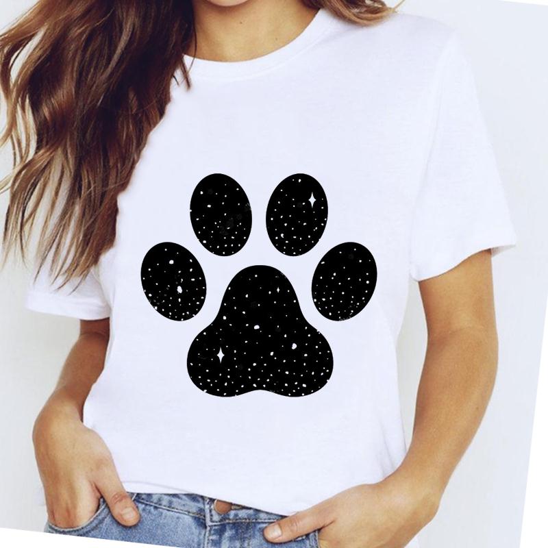 Paw Dog Pet Women Printing Short Sleeve Tshirt Casual Fashion Clothes T Tee Top Print Female Clothing Graphic T-shirt
