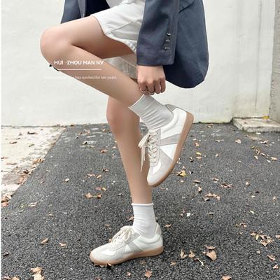 Ретро немецкие тренировочные туфли из натуральной кожи женские 2025 новая цветовая гамма универсальные повседневные спортивные туфли на шнуровке плоская подошва туфли-доски Форрест Гамп