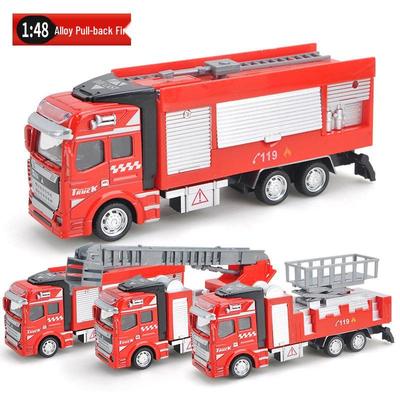 Детские Мальчики Сплав 1:48 Пожарная автолестница Игрушечная модель Симуляция Спасательный автомобиль