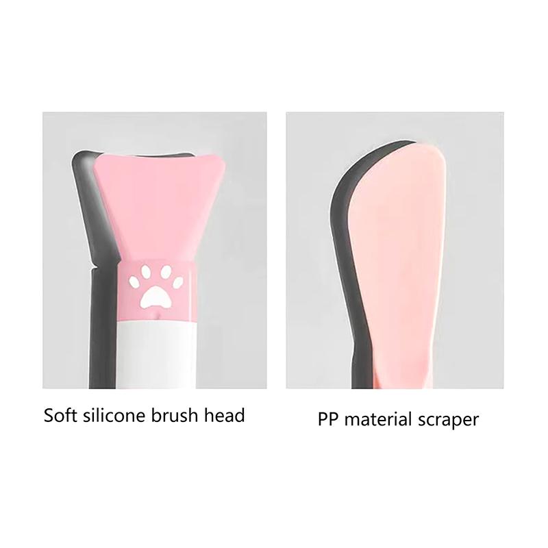 Cute Double Head Silicone Facial Mask Brush 2 In 1 Soft Head With Scraper Integrated Dual-Use Mud Stirring Stick DIY Beauty Tool