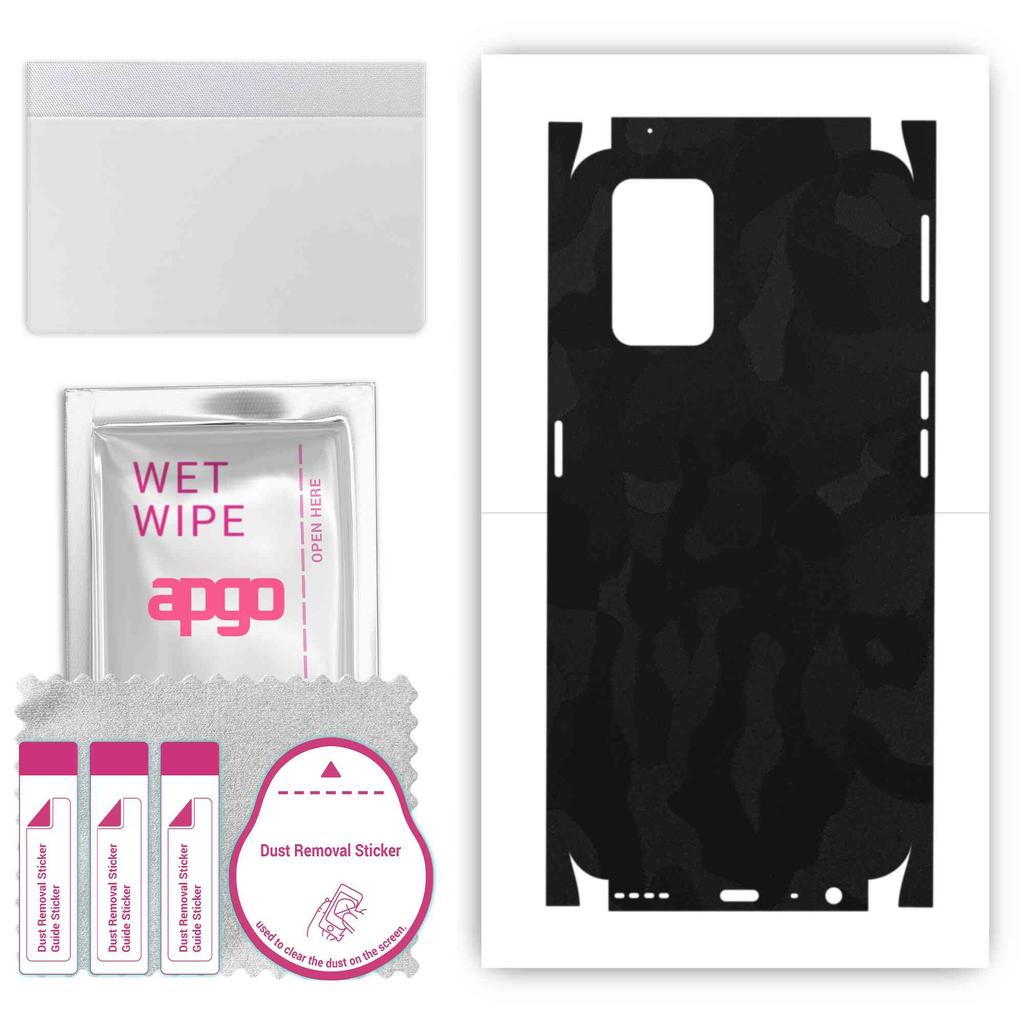 apgo Protective Skin Sticker for the back+sides compatible with Realme X7 Max, Full Wrap Film, Foil, Vinyl - Pattern Black Camo