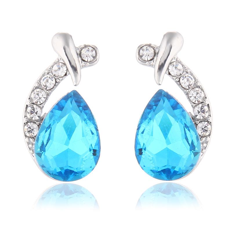 Korean Teardrop Fish Mermaid Crystal Stud Earrings