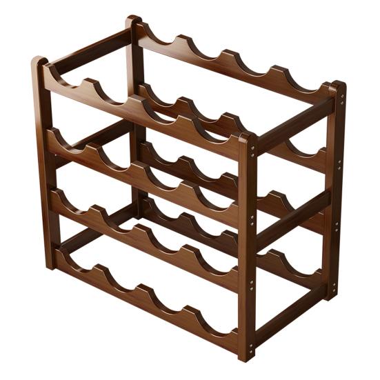 Bamboo Wine Rack Holder Bar Cabinets Stackable Storage Cube Tabletop for Champagne