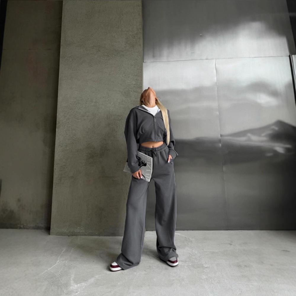 2026 New Fall Women's Casual Tracksuit Long Sleeve Zip Up Hoodie Drawstring Pants 2 Piece Set Athletic Lounge Wear