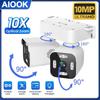 AIOOK Камера видеонаблюдения ICAM365 APP для наружного использования, водонепроницаемая, с двумя объективами, HD 10 МП, 10-кратным зумом, Wi-Fi, ночным видением, двусторонней связью, PTZ-управлением и дистанционным просмотром.
