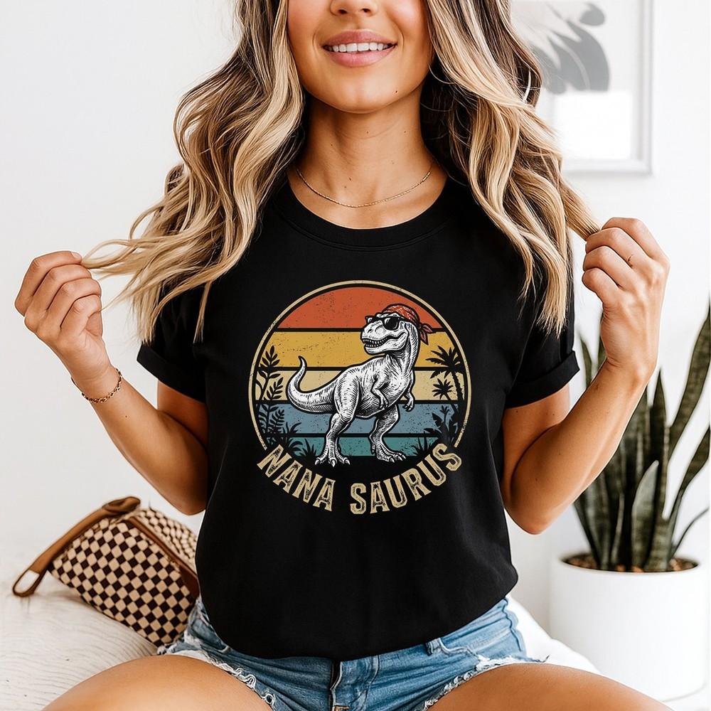 Nanasaurus Rex Retro Vintage Mothers Day Unisexs Shirt Family Gift Nana