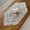 35x83cm Luxury Vintage Oval Embroidered Living Room Coffee Tablecloth Tea Tray Wine Set Christmas Wedding Bedroom Decoration