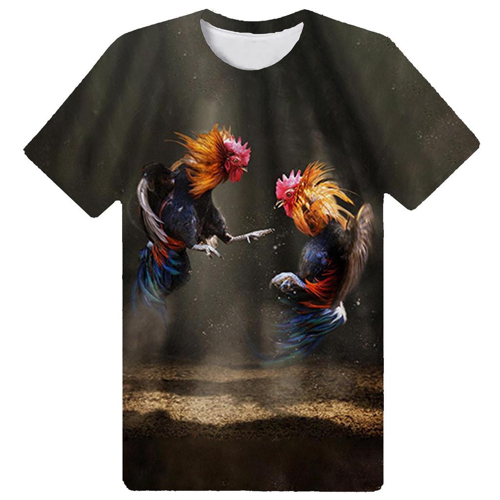 Летний топ с круглым вырезом и принтом «Петушиная игра», модные повседневные футболки с короткими рукавами для мужчин и женщин, для мальчиков и девочек, универсальные футболки