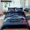 Race Car King Queen Duvet Cover Cool Speed Racing Bedding Set Teens Men Black Sport Car Quilt Cover Polyester Comforter Cover