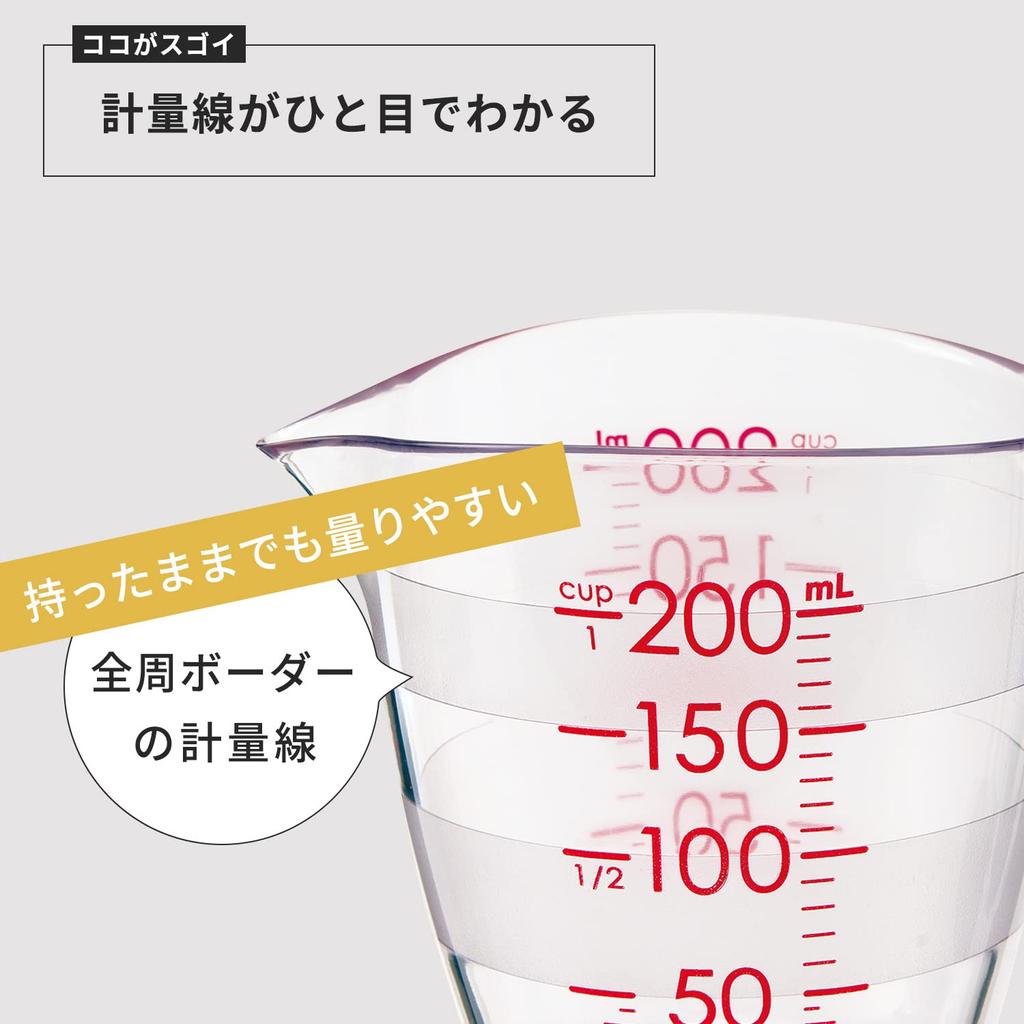 Мерный стакан Marna с легко читаемой шкалой 200 мл, легко наливать, с отверстием для крючка, для хранения на стене K649CL (Можно использовать в микроволновой печи/мыть в посудомоечной машине/термостойкий)