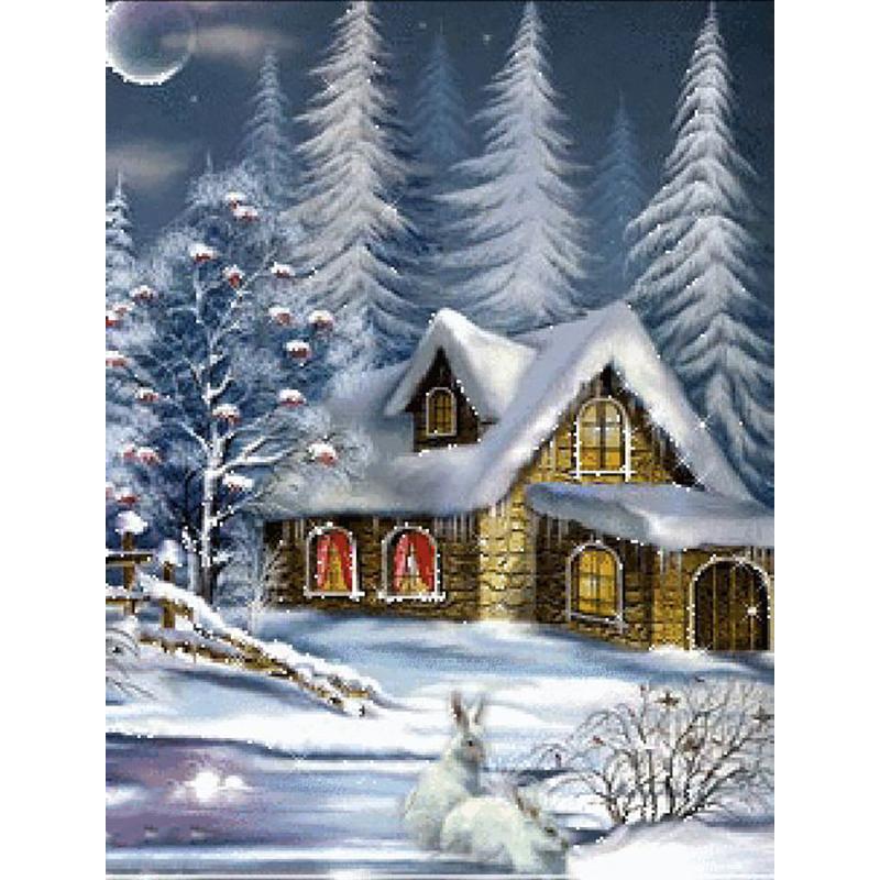 5D DIY полная круглая дрель Алмазная вышивка дом дерево снег зима алмазная живопись вышивка крестиком горный хрусталь украшение дома