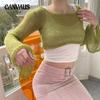 Women's Spring and Summer New Knitwear Flared Sleeve Loose  Round Neck Hollow Jumper