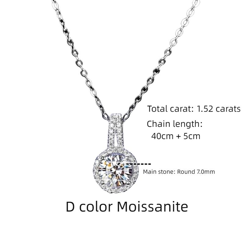 925 Sterling Silver D color Moissanite  Necklace Pendant For Women With White Gold Plated Lab Diamond Fine Jewelry Accessories