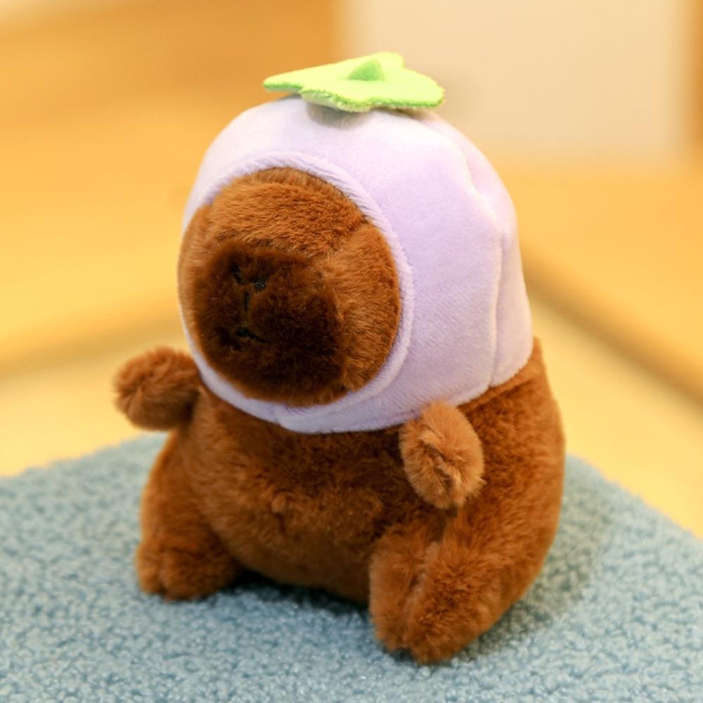 Cute Capybara CapIbara Keychain with Bee Rabbit Frog Bear Hat Plush Animals Toy Birthday Gift