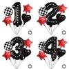 Racing Theme Balloon Bundle Black Textured Aluminum Film Digital Birthday Set Venue Red Star Model