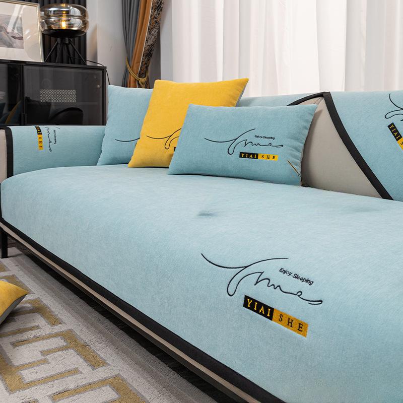Modern Minimalist Chenille Sofa Cushion Four Seasons Universal Heavy Weight Cover Cloth Non-Slip Sofa Cover Advanced Cushion