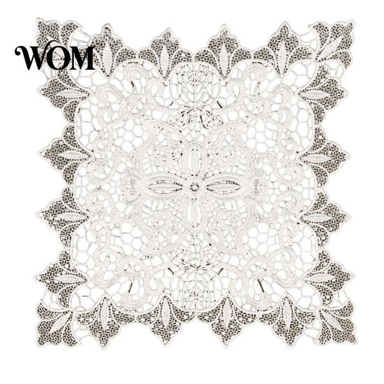 Decorative Table Covers for Weddings White Lace Doily, Elegant Retro Placemat, Embroidered Vintage Floral Doilies Tea Trays Mat, Rectangular