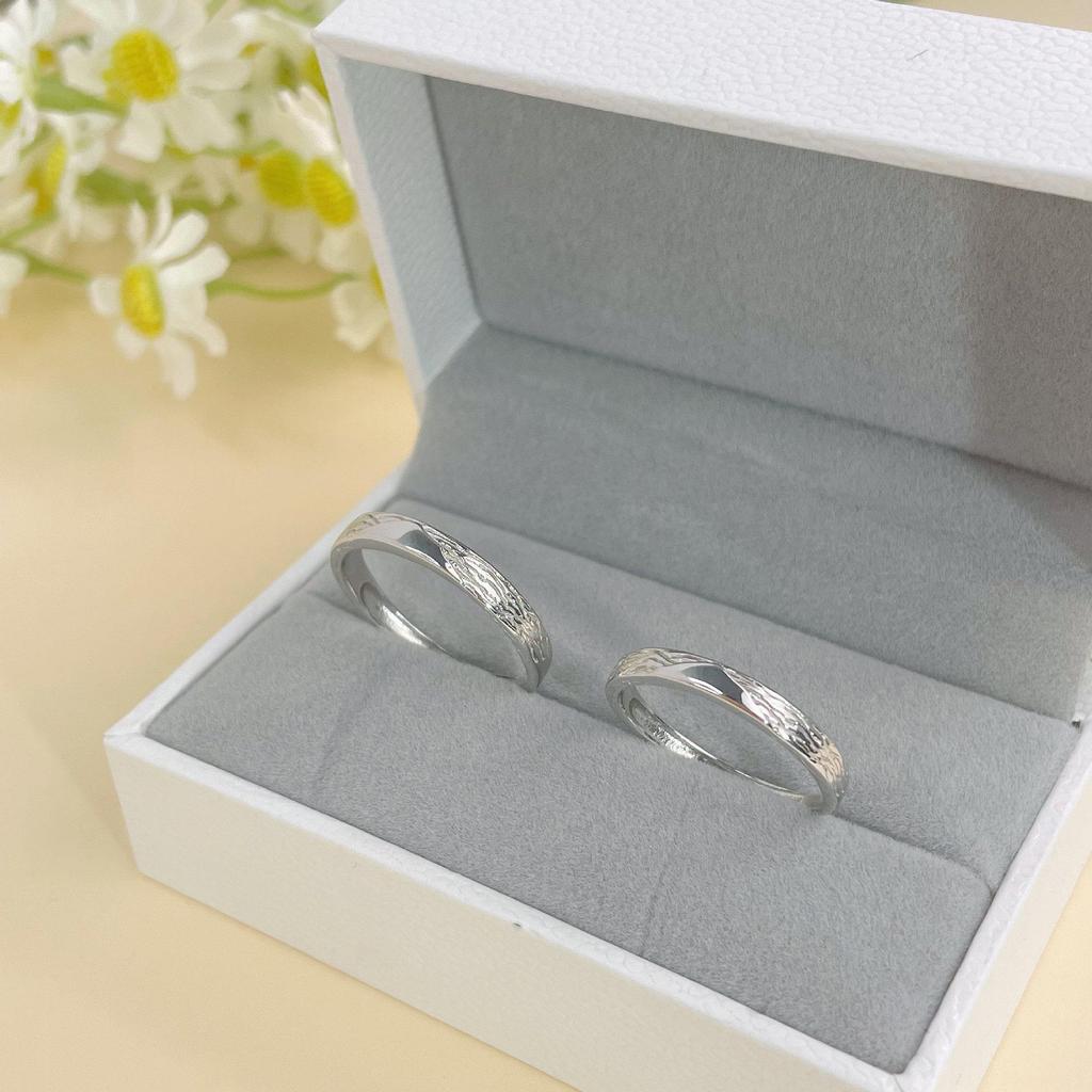 Tichya Sweet Etching Glacier Couple Rings - 999 Sterling Silver Open Design for Men and Women