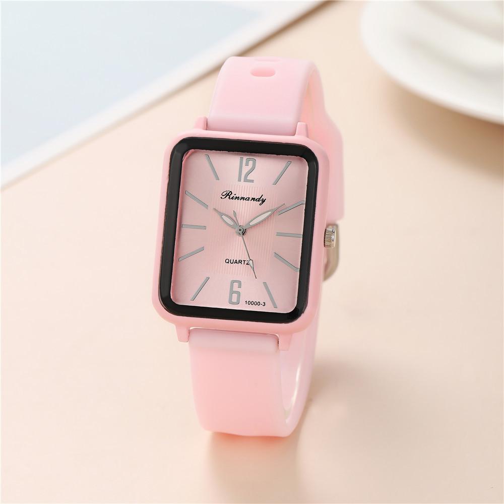 Fashion Silicone Women Watches Luxury Qualities Rectangle Quartz Wristwatches with Bracelet Simple Black White Female Wristwatch