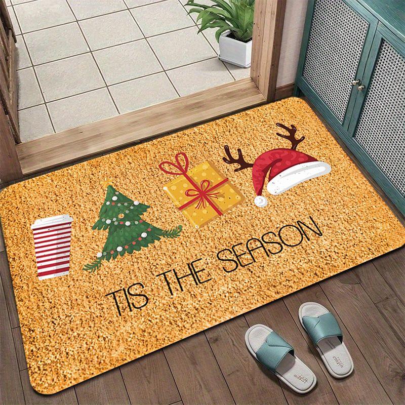 Oh Christmas Tree Doormat Coir Cake Tree Pattern Non Slip Entrance Rug Funny Xmas Holiday Floor Mat Front Door Outdoor