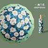 16 Bone Hand Open Three-fold Antique Umbrella Solid Wood Handle Parasol Vinyl Sunscreen Sun Umbrella