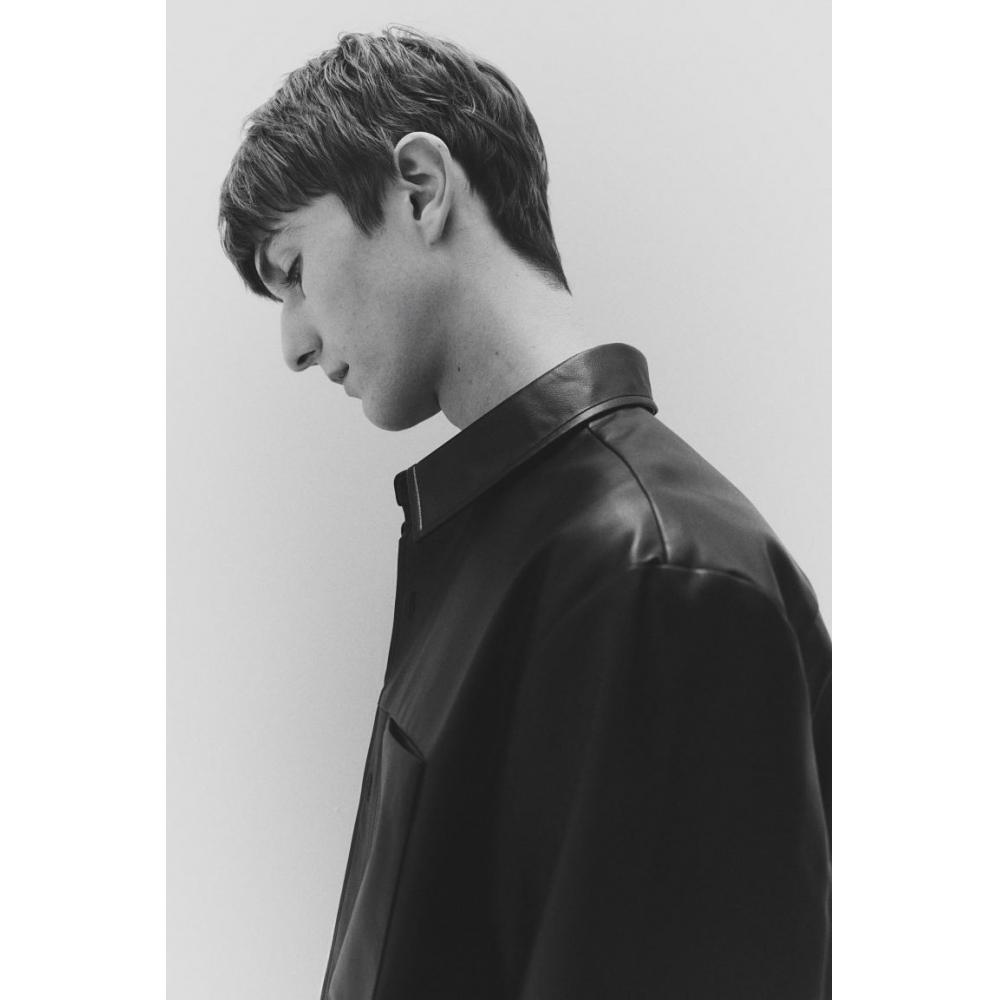 Рубашка HM Regular Fit с покрытием, черная