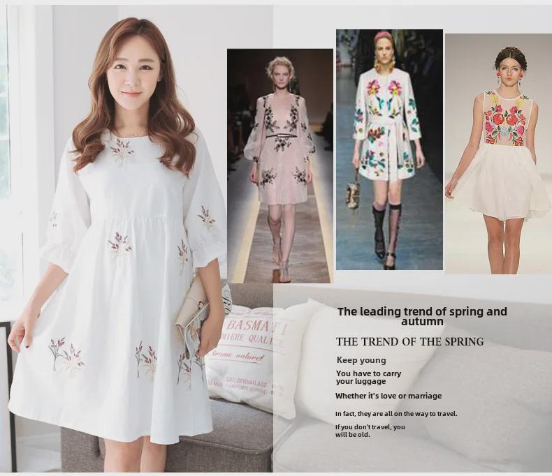 Летнее платье миди для беременных в корейском стиле - свободный крой для миниатюрных, закрывающий живот 2023
