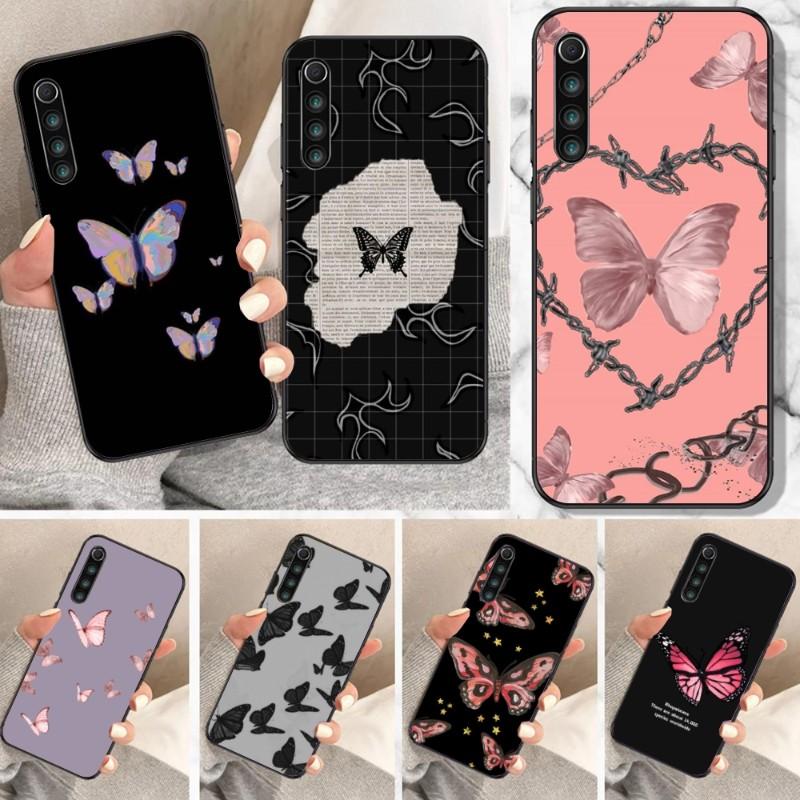 Cute Pink Butterfly Phone Case For Xiaomi Mi 12 11T 10T 9T Lite Pro Ultra Note 10 Poco F3 F4 X4 GT Soft Black Phone Cover