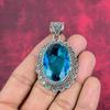 Blue Topaz Pendant, 925 Solid Sterling Silver Gemstone Jewelry, Handmade Pendant, For Thanksgiving
