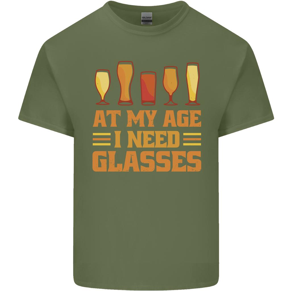 Beer Glasses Funny Alcohol Old Age Unisexs Light Cotton TShirt