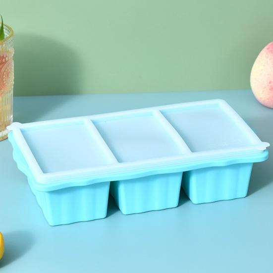 Силиконовый поднос для заморозки с крышкой, 3-секционная силиконовая форма для заморозки супов, соусов, кубиков льда без бисфенола А