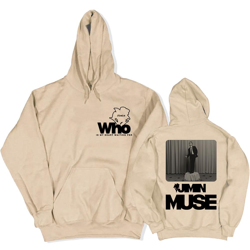 Hoodies Jimin Muse Album Graphic Sweatshirts Who Is My Heart Waiting for Flower Printing Pullovers Moletom Feminino Winter Women