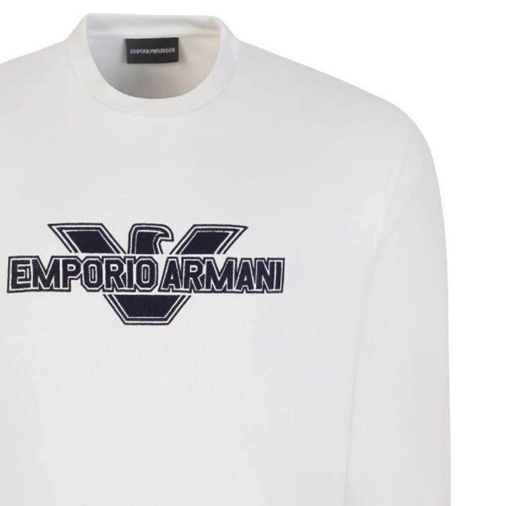 Emporio Armani Однотонная толстовка с длинным рукавом в рубчик Мужские топы Белый 3R1MDA-1JRIZ-0101