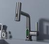 Digital Display Basin Faucet Pull-Out Kitchen Bathroom Rainfall Temperature Hydropower Faucet