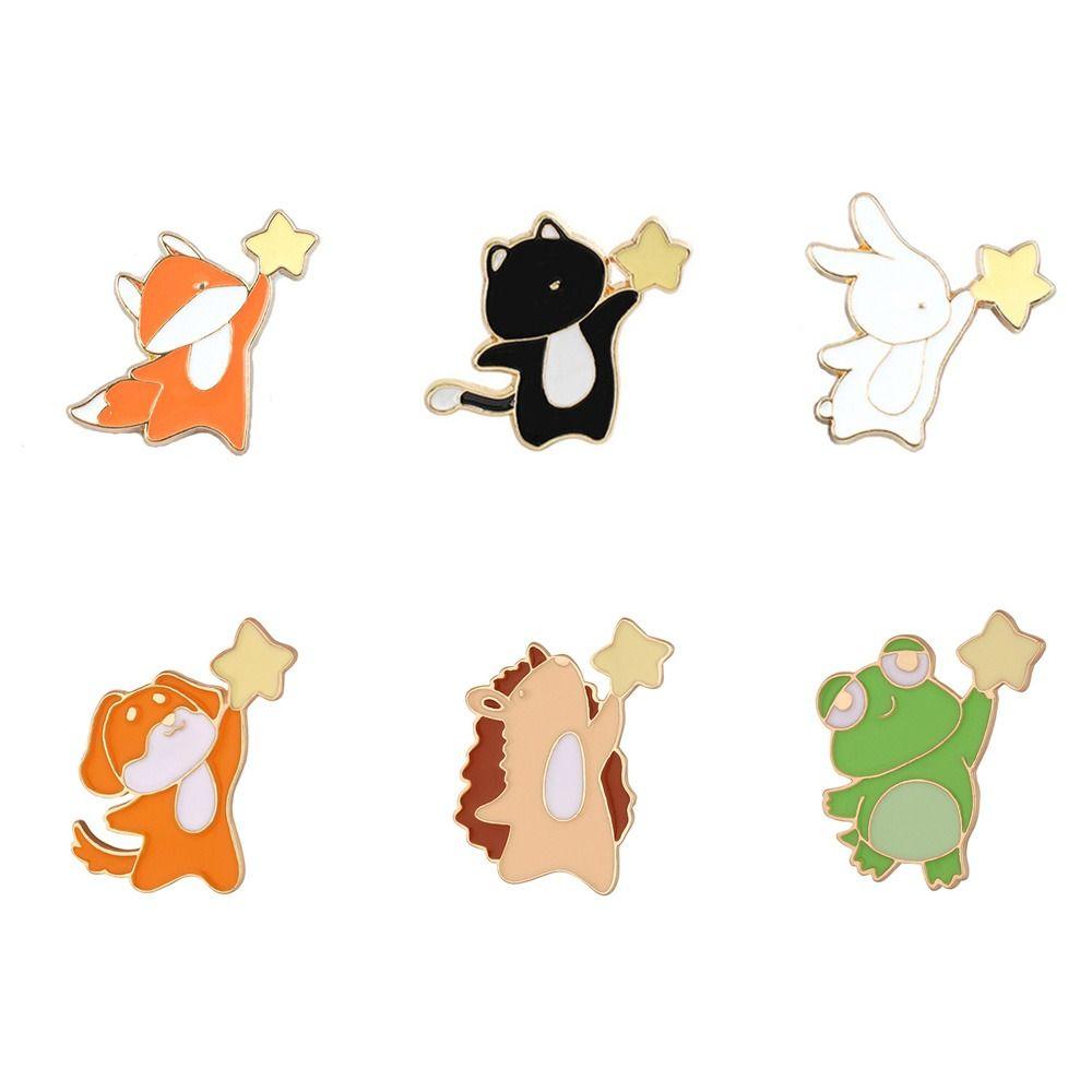 Значок с изображением медведя из эмали для выпечки, женская брошь, звезда, животное, значок в корейском стиле