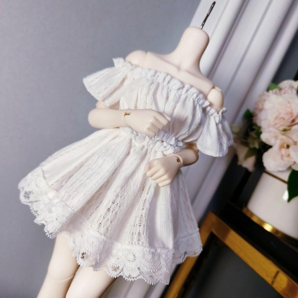HAMRETHYPPZ 14 16 13 BJD Кукла на шарнирах Платье Куклы Костюм Куклы Одежда горничной Кукла на шарнирах Наряд BJD Кукла Белое кружевное платье Комплект Милый и