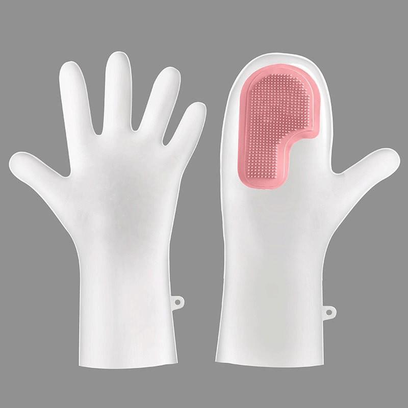 1Pair of Multifunctional Magic Brush Housework Dishwashing Gloves Plastic Kitchen Cleaning Household Laundry Washing Dishes