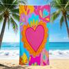 1Pc Colorful Heart Celebration Beach Towel Quick Dry Multiuse For Beach Pool Gym Yoga Home Travel Christmas Halloween Xmas Gift G1182
